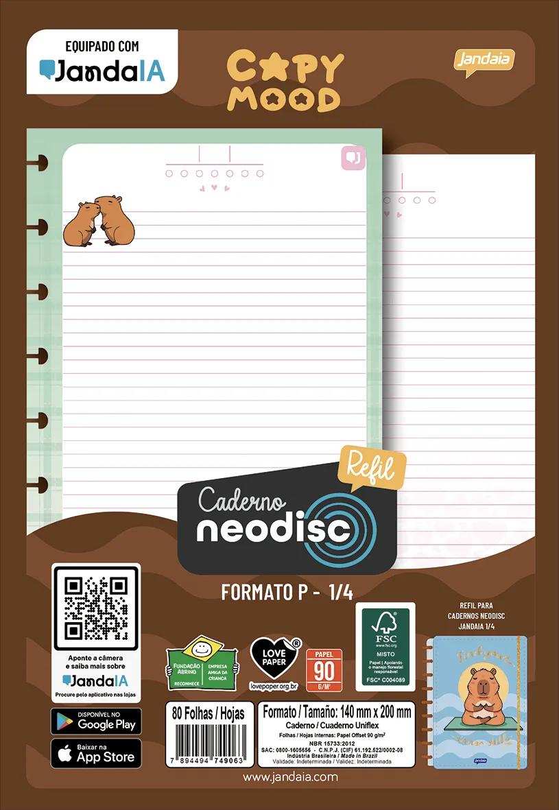 CADERNO NEODISC REFIL 1/4 80 FOLHAS - Capymood