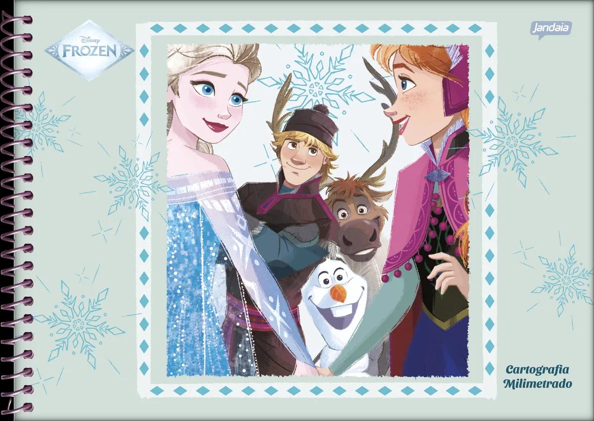 CADERNO ESPIRAL CAPA DURA 80 FOLHAS CARTOGRAFIA MILIMETRADO - FROZEN