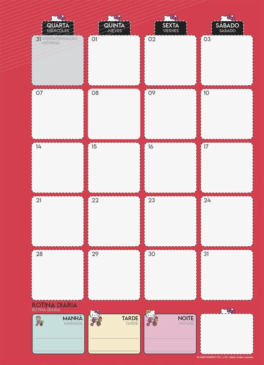 AGENDA PLANEJAMENTO LOMBADA QUADRADA 175X242MM - HELLO KITTY — miniatura 4