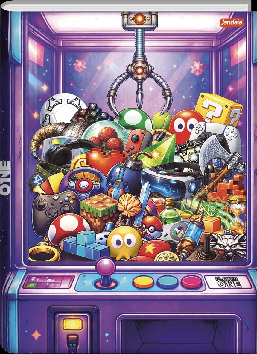 CADERNO BROCHURA UNIVERSITÁRIO CAPA DURA 80 FOLHAS - PLAYER ONE