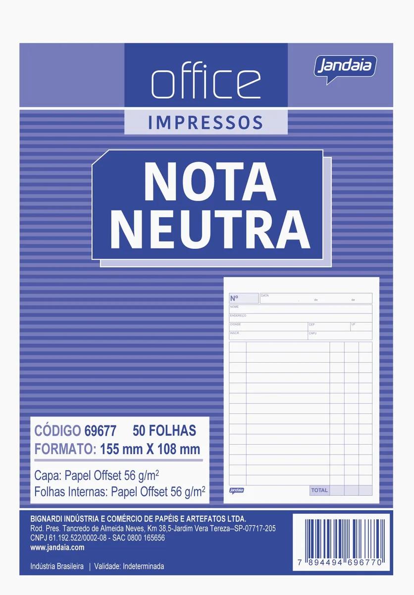 NOTA NEUTRA 108X155MM 50 FOLHAS - OFFICE IMPRESSOS