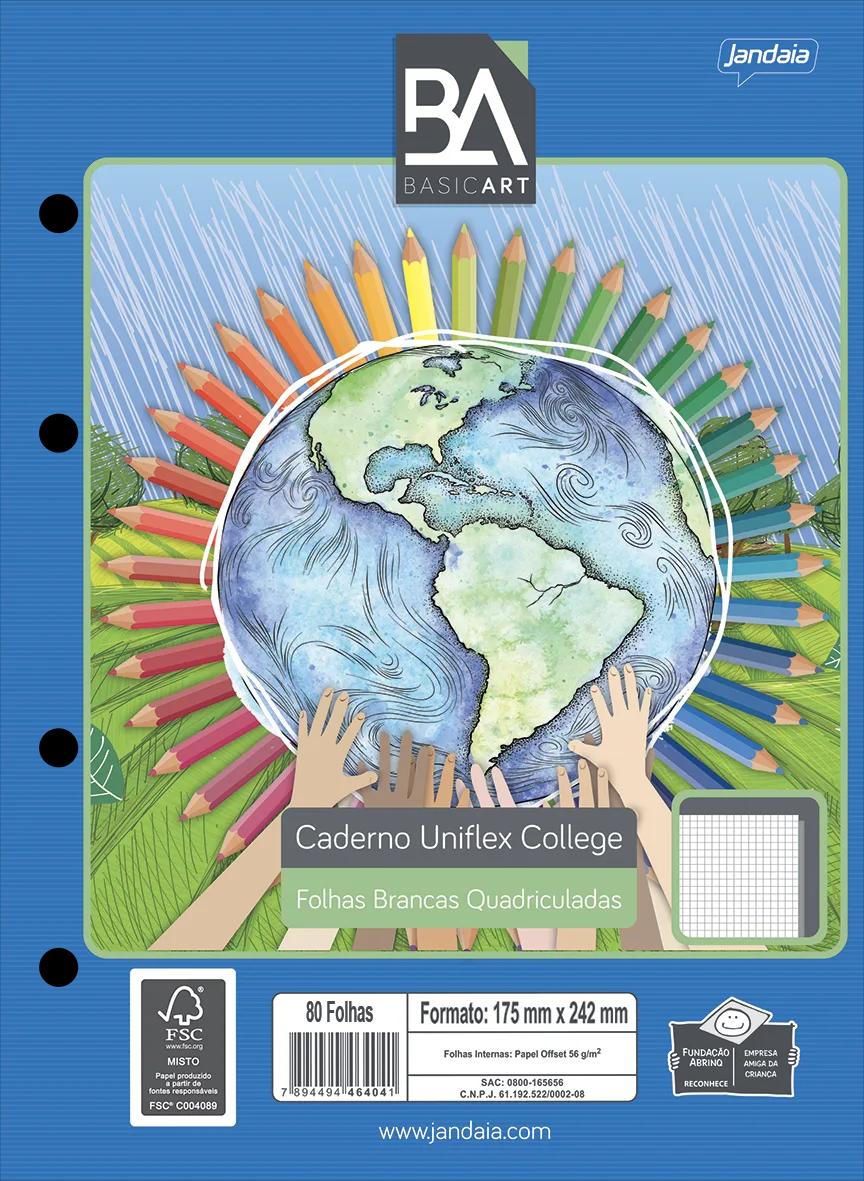 CADERNO FLEX QUADRICULADO 175X242MM 80FLS - BASIC ART