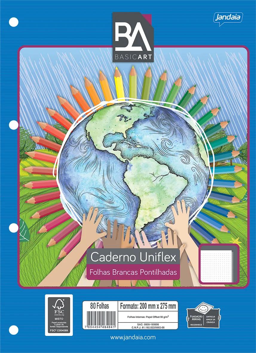 CADERNO UNIVESITÁRIO UNIFLEX PONTILHADO 80FLS - BASIC ART