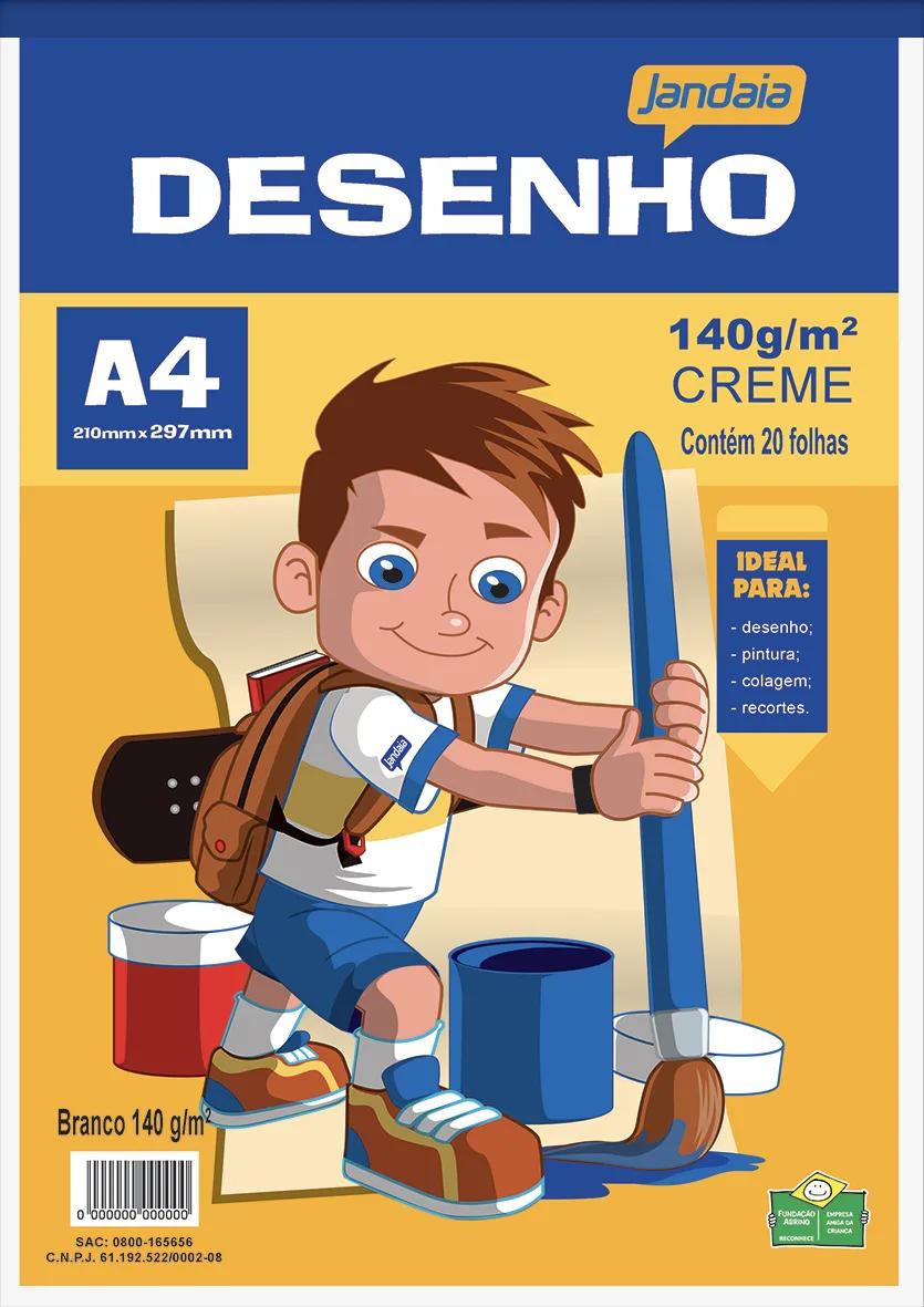 BLOCO DE DESENHO ESCOLAR CREME A4 20 FOLHAS - TURMA DO JANDAINHA