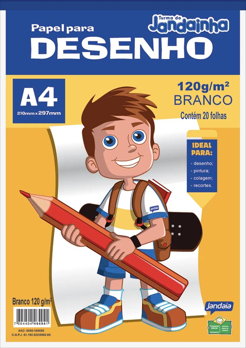 BLOCO DE DESENHO ESCOLAR BRANCO A4 20 FOLHAS - TURMA DO JANDAINHA