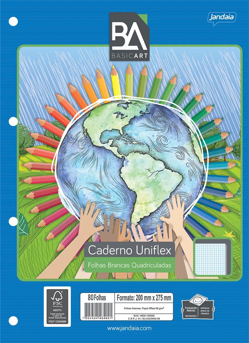 CADERNO UNIVERSITÁRIO UNIFLEX QUADRICULADO 80FLS - BASIC ART