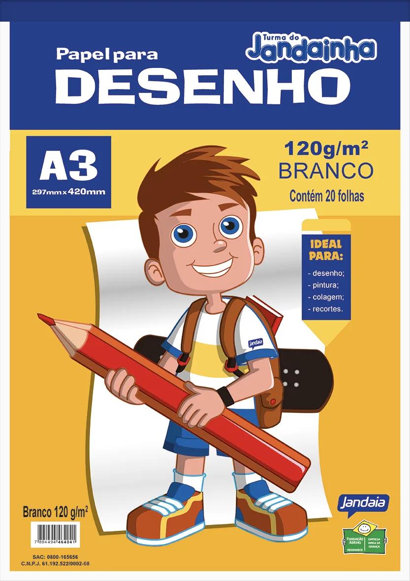 BLOCO DE DESENHO ESCOLAR BRANCO A3 20 FOLHAS - TURMA DO JANDAINHA