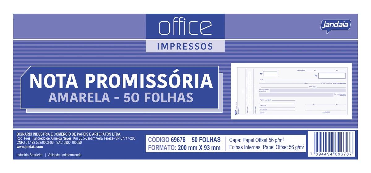 NOTA PROMISSORIA 200X93MM 50 FOLHAS - OFFICE IMPRESSOS