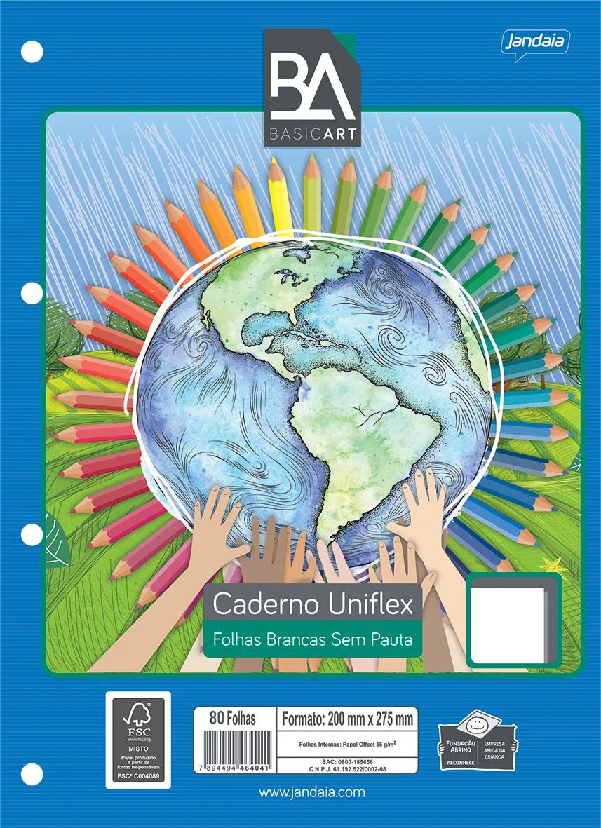 CADERNO UNIVERSITÁRIO UNIFLEX SEM PAUTA 80FLS - BASIC ART