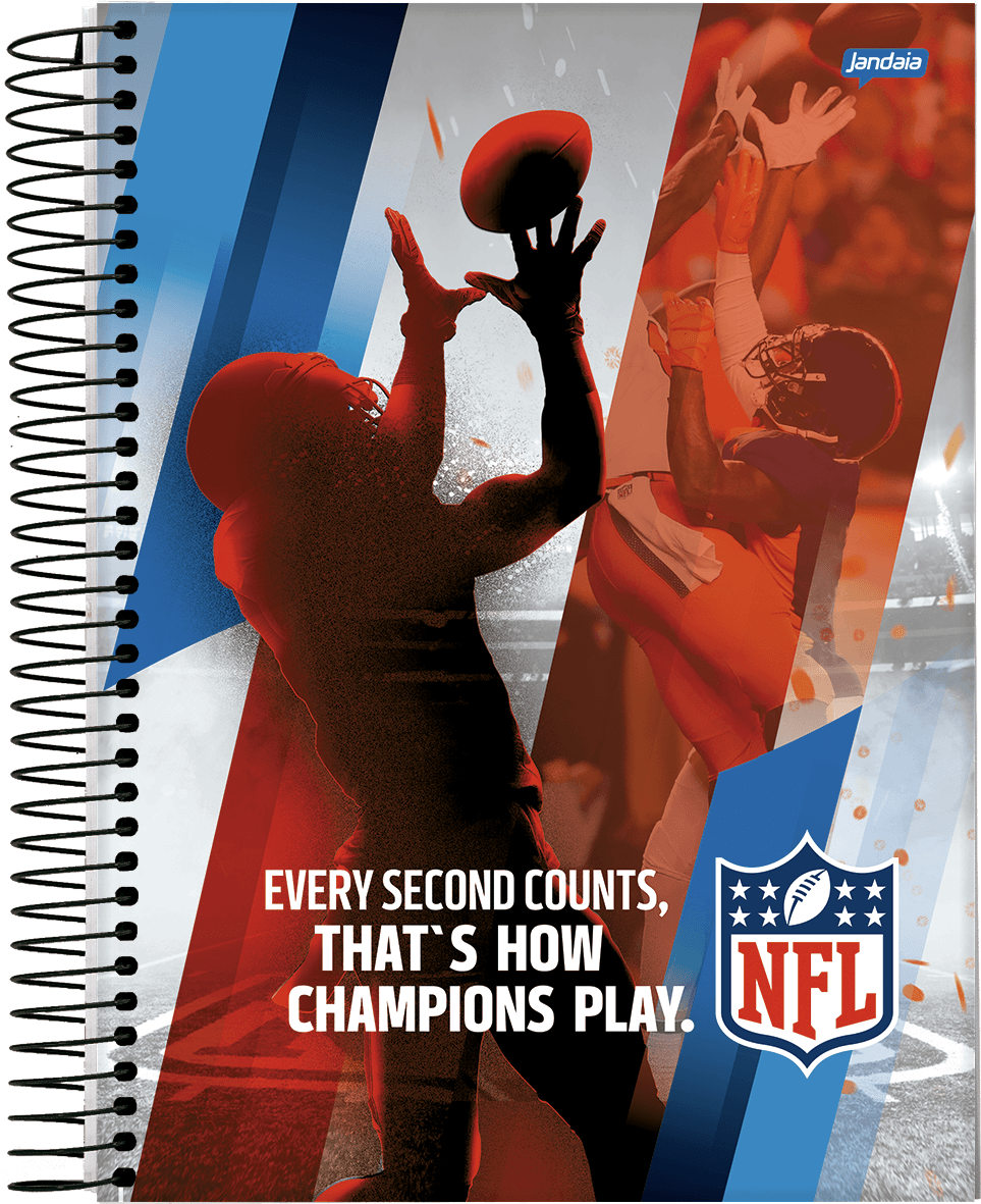 CADERNO ESPIRAL UNIVERSITÁRIO CAPA DURA 10 MATÉRIAS 160 FOLHAS - NFL