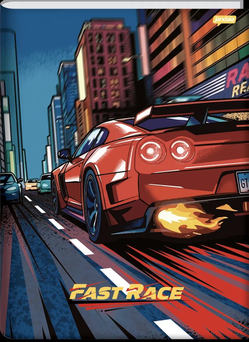 CADERNO BROCHURA UNIVERSITÁRIO CAPA DURA 80 FOLHAS - FAST RACE