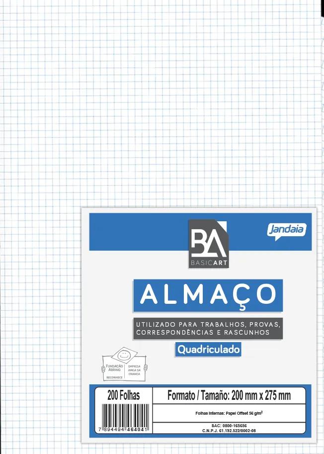 ALMAÇO UNIVERSITÁRIO QUADRICULADO 5X5MM 200FLS - BASIC ART